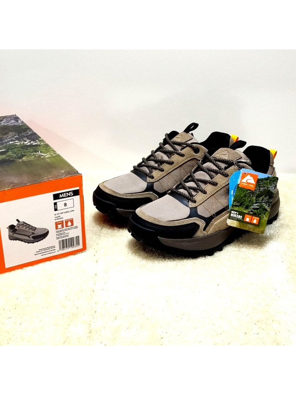 Ozark Trail Men's US8 Hiking Low Sneaker Leather Upper Waterproof Rugged Outsole